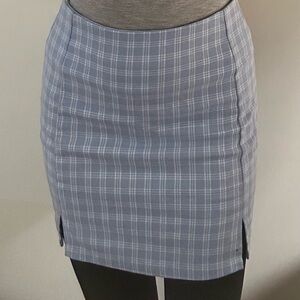 Brandy Melville Light Blue Plaid Pencil Skirt